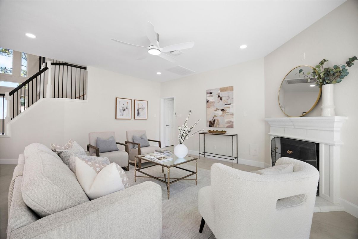 Fireplace, Interior, Living room, Recessed Lighting