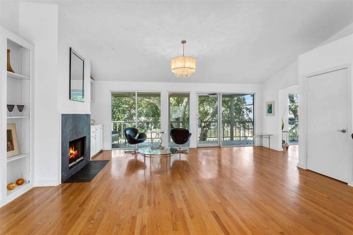 Chandelier, Fireplace, Interior, Wood Texture Flooring