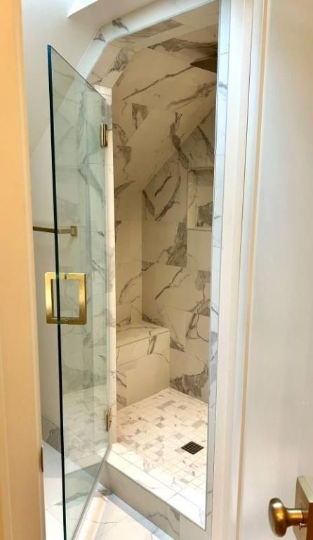 Bathroom, Glass Shower, Interior, Marble, Marble Walls