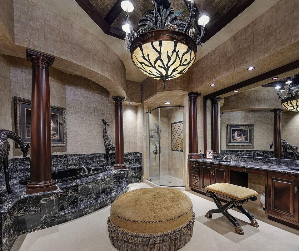 Bathroom, Chandelier, Interior, Recessed Lighting