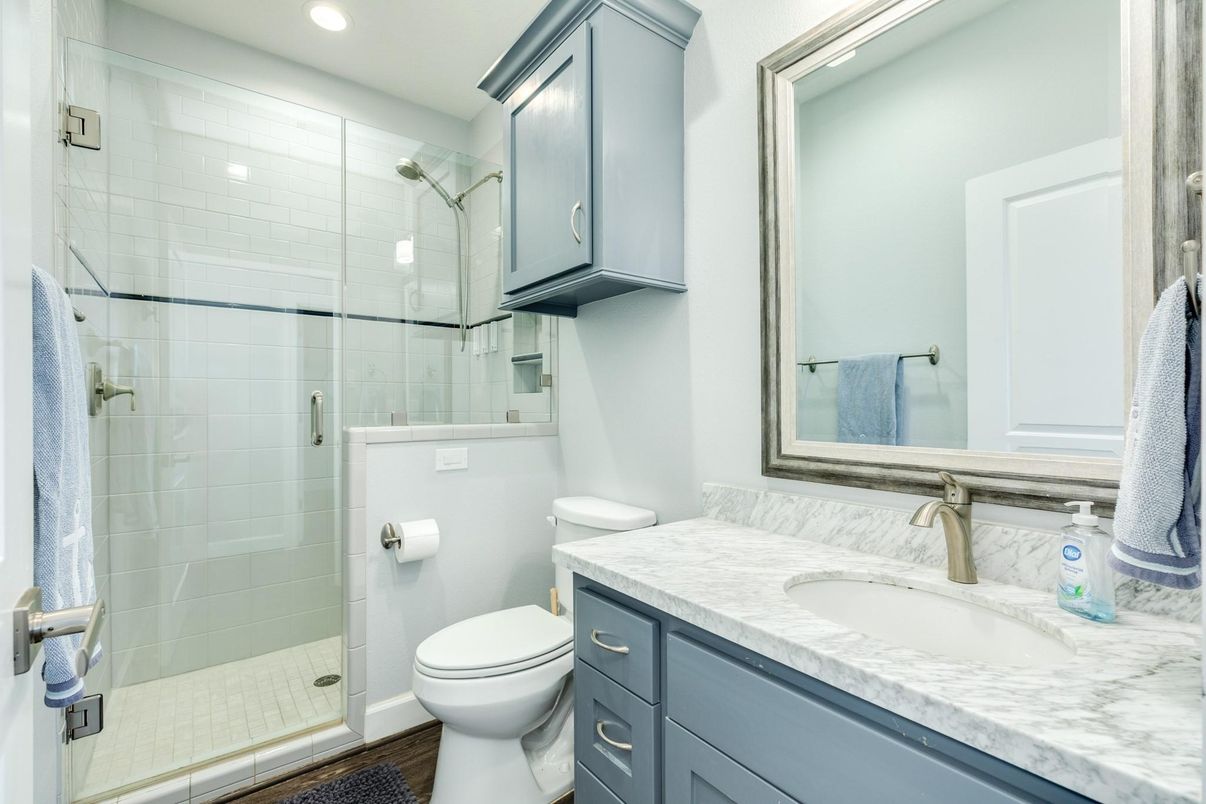 Bathroom, Glass Shower, Interior, Recessed Lighting