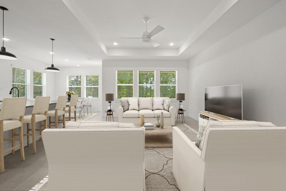 Dining room, Interior, Living room, Pendant Lights, Recessed Lighting