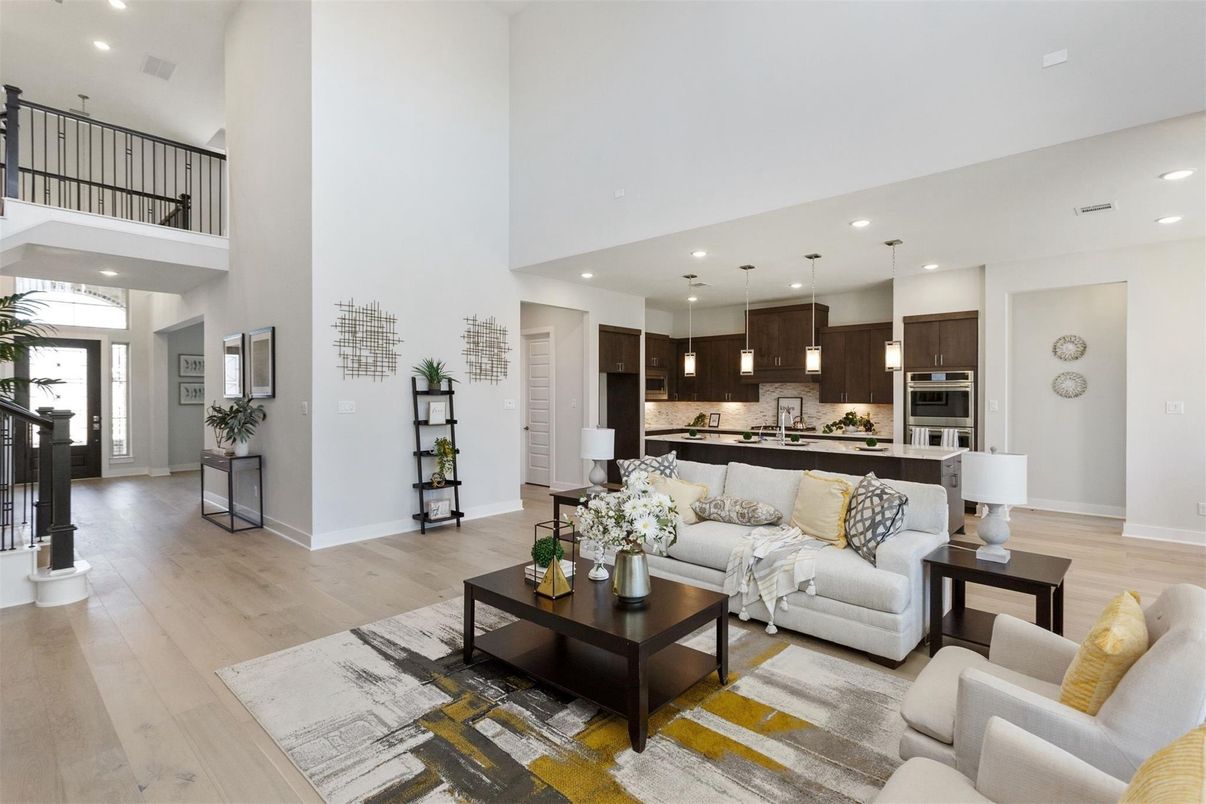 Interior, Kitchen, Living room, Pendant Lights, Recessed Lighting, Stainless Steel Appliances, Wood Texture Flooring