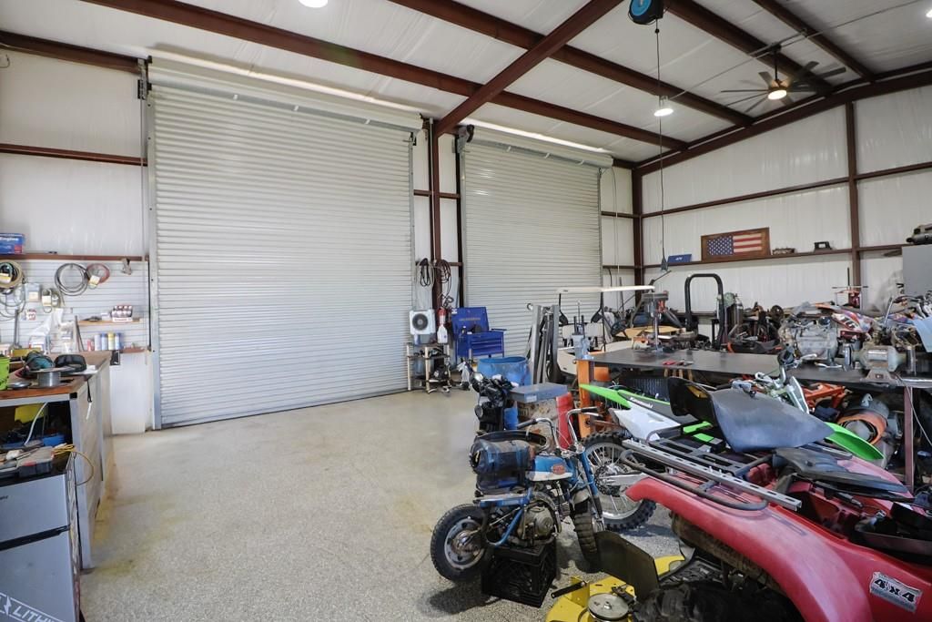Garage, Interior, Recessed Lighting, Wooden Beams