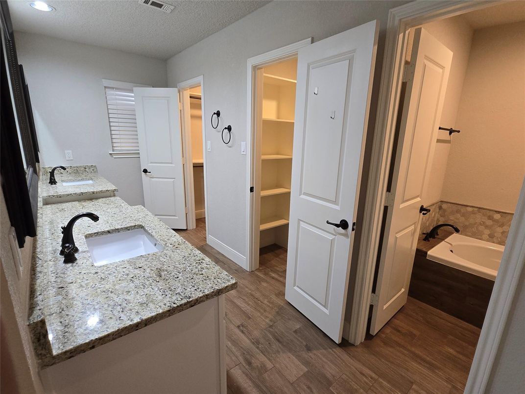 Bathroom, Interior, Recessed Lighting, Wood Texture Flooring