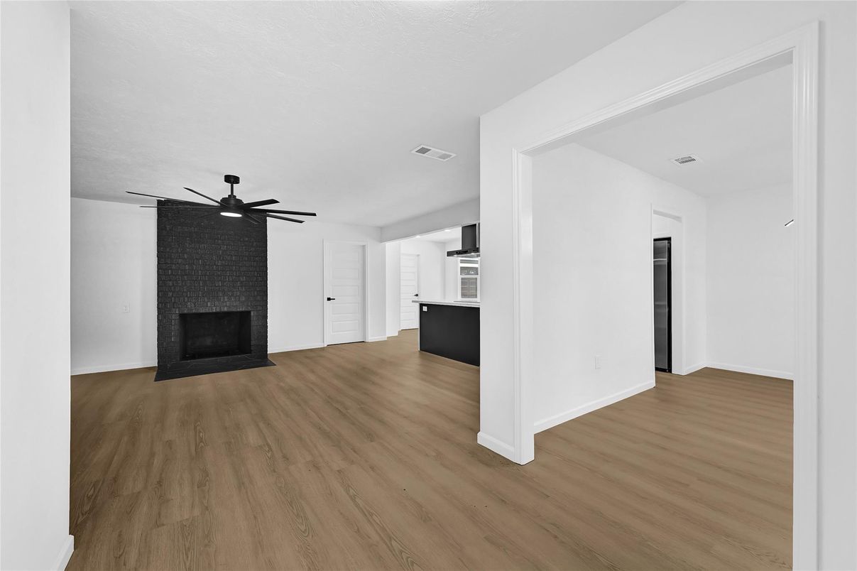 Empty room, Fireplace, Interior, Wood Texture Flooring