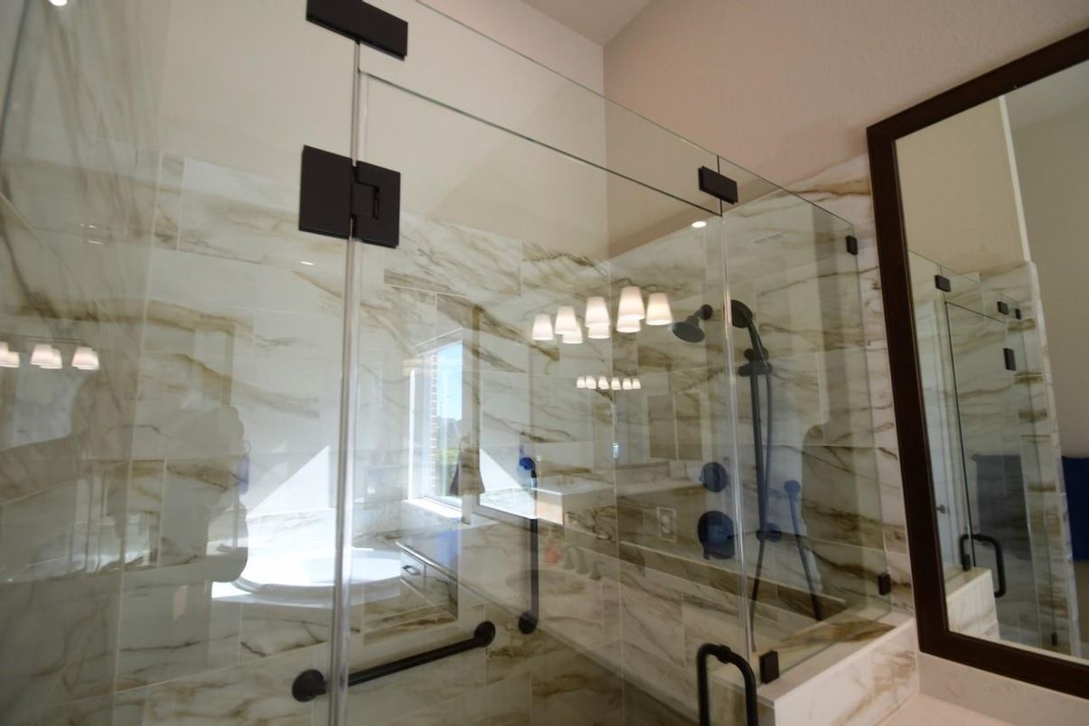 Bathroom, Glass Shower, Interior, Marble Walls