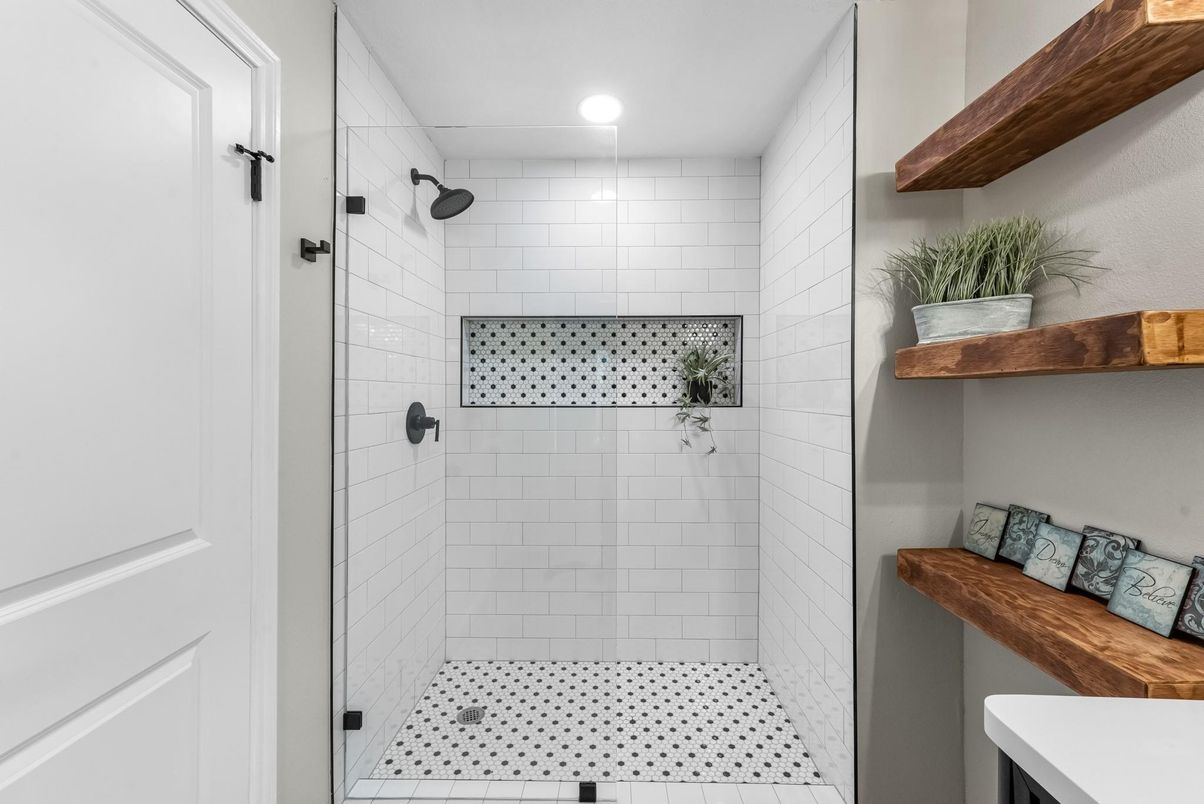 Bathroom, Glass Shower, Interior, Recessed Lighting