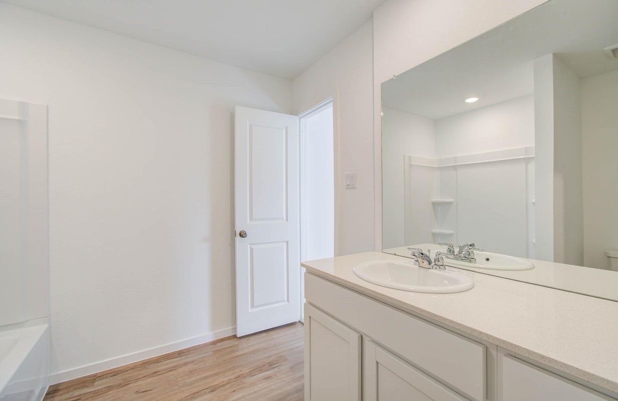 Bathroom, Interior, Recessed Lighting, Wood Texture Flooring