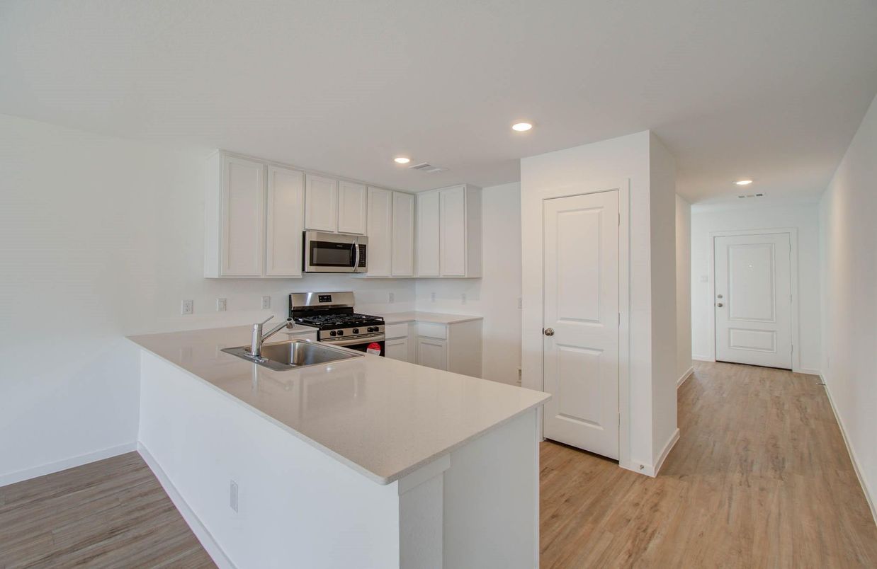 Interior, Kitchen, Recessed Lighting, Wood Texture Flooring