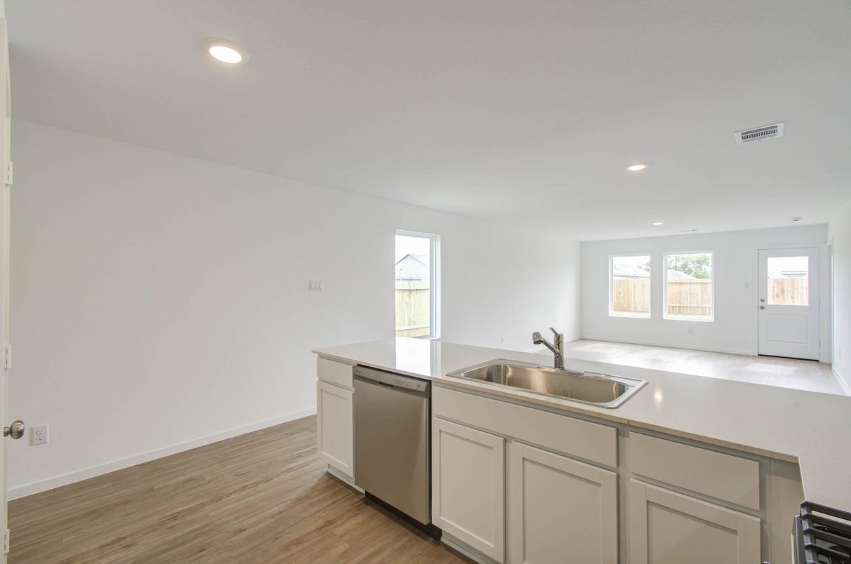 Interior, Kitchen, Recessed Lighting, Wood Texture Flooring