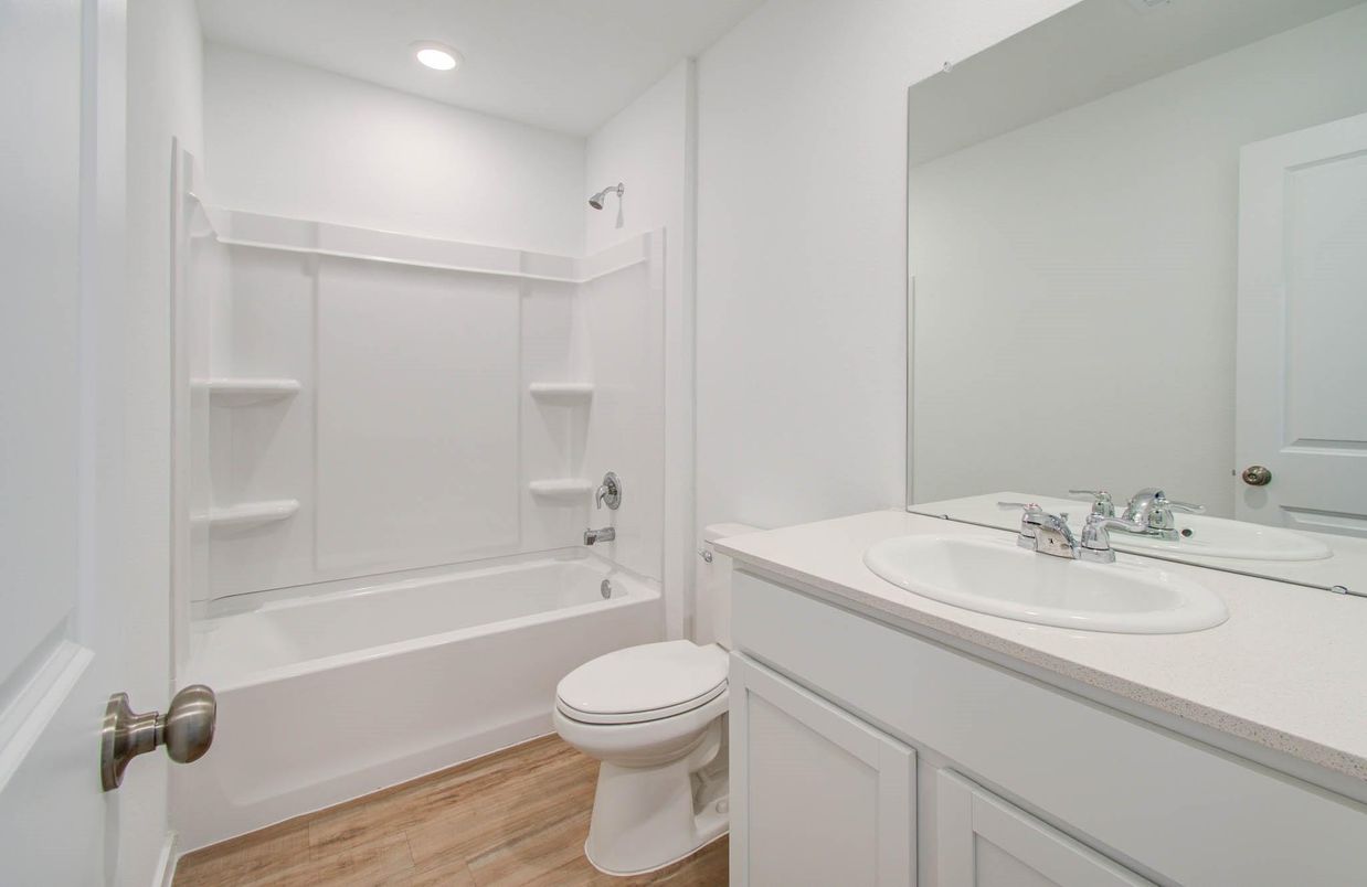 Bathroom, Interior, Recessed Lighting, Wood Texture Flooring