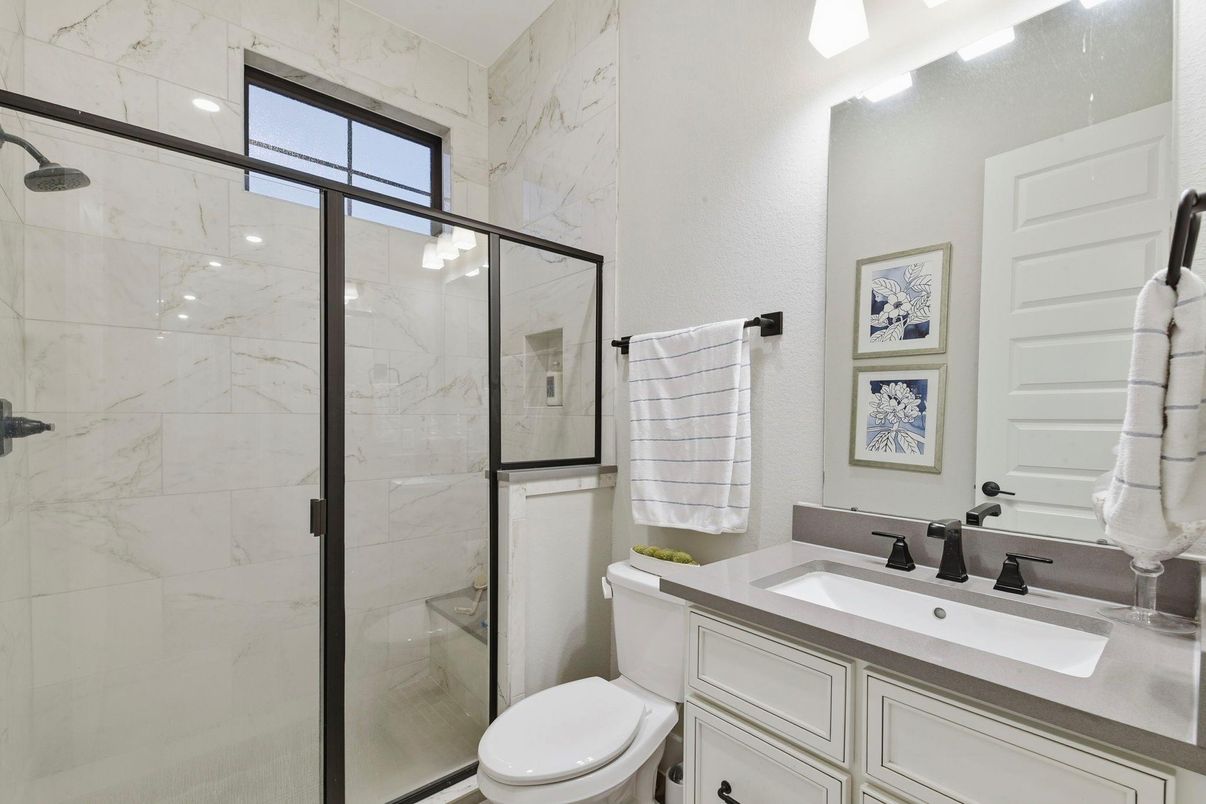 Bathroom, Glass Shower, Interior, Marble Walls