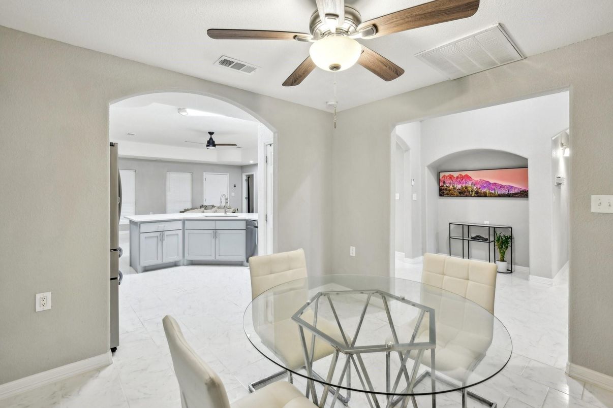 Dining room, Interior, Marble, Recessed Lighting