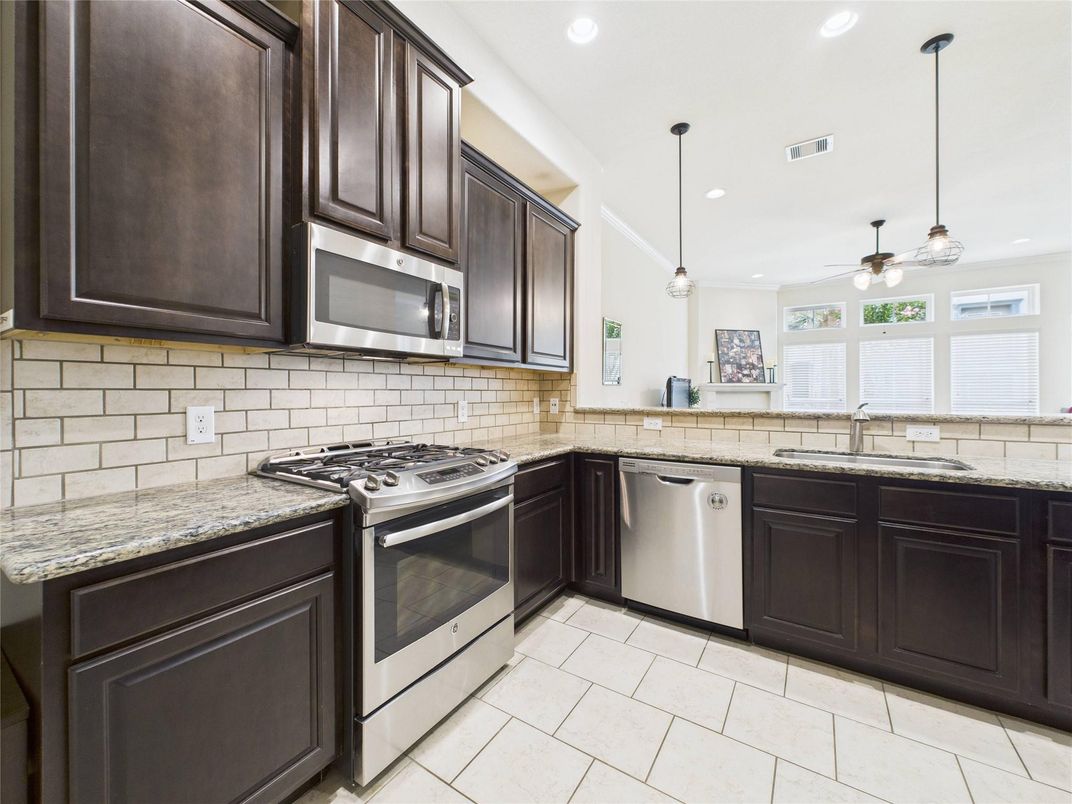 Interior, Kitchen, Pendant Lights, Recessed Lighting, Stainless Steel Appliances