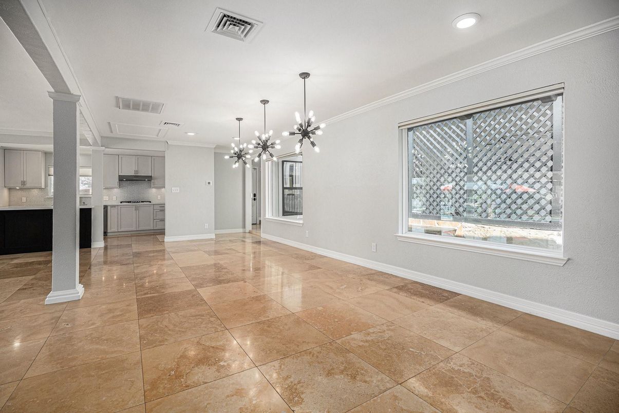 Empty room, Interior, Kitchen, Pendant Lights, Recessed Lighting