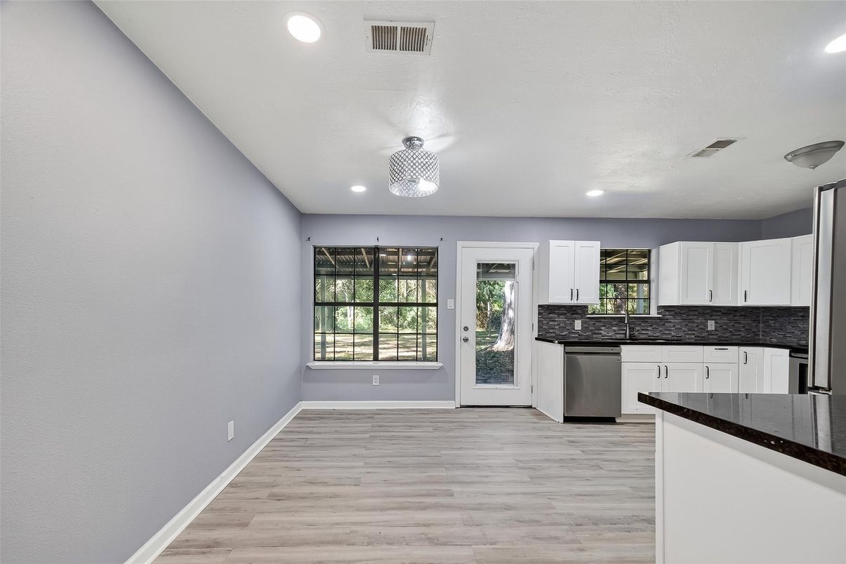 Interior, Kitchen, Recessed Lighting, Wood Texture Flooring
