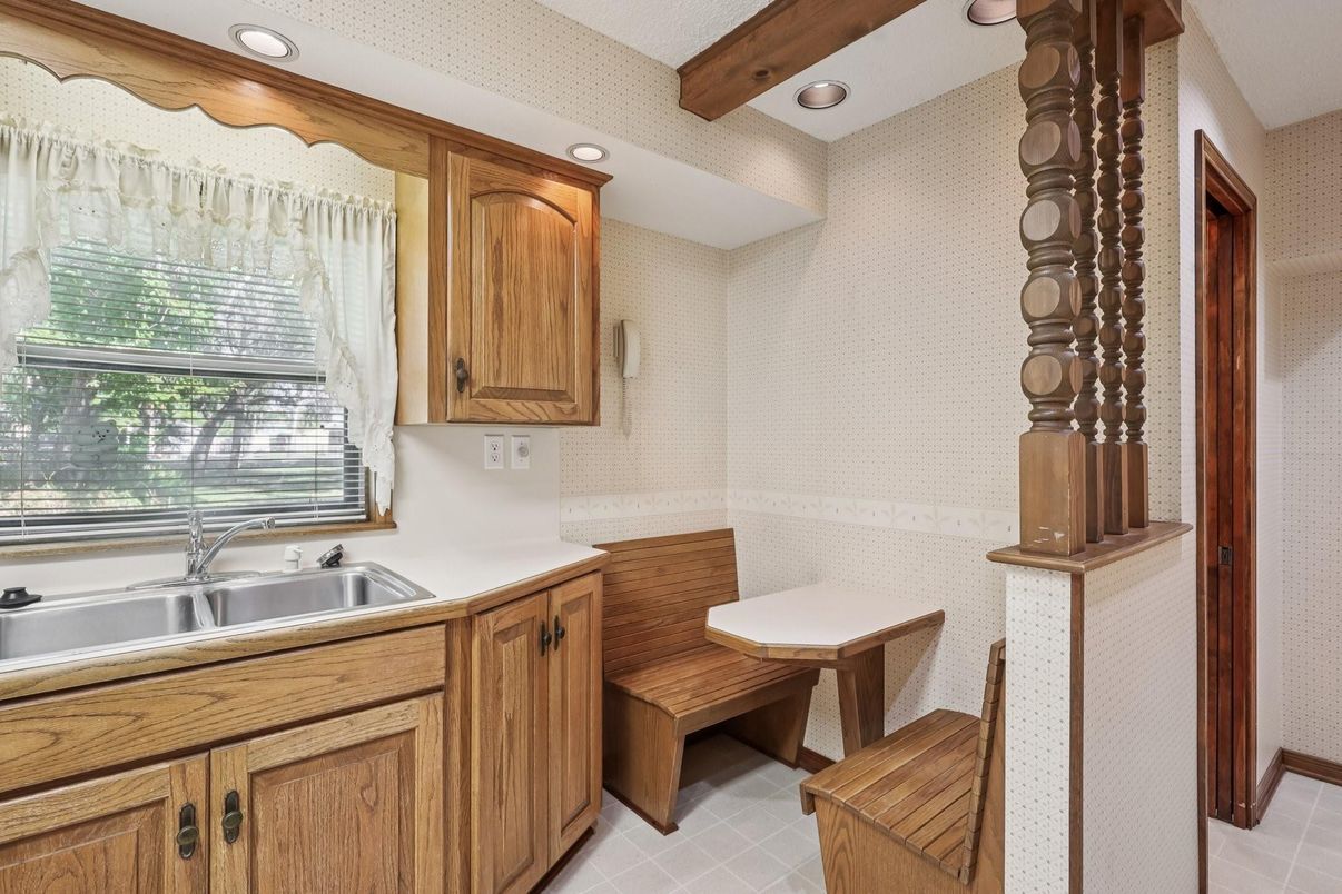 Interior, Kitchen, Recessed Lighting, Wooden Beams