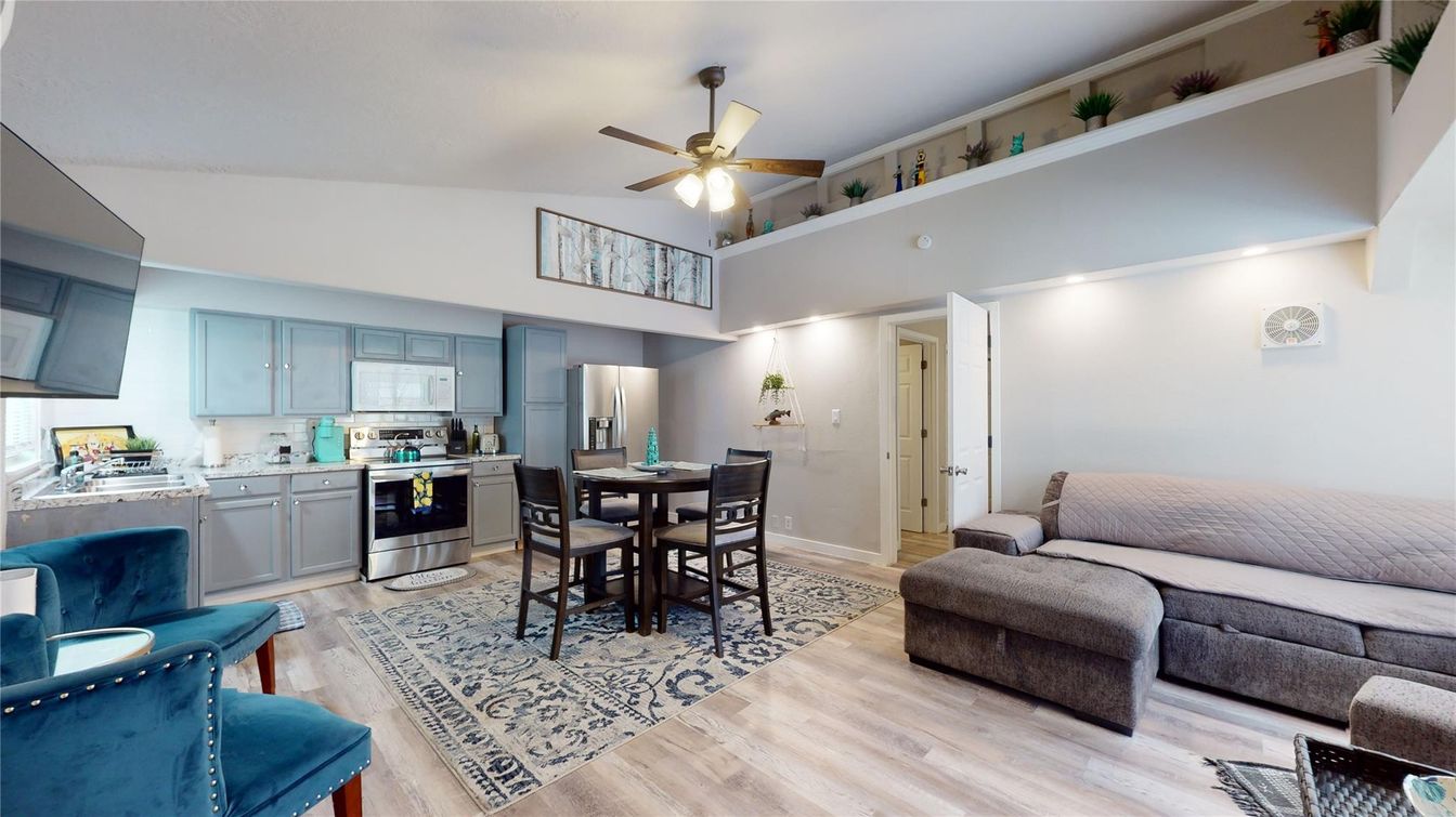 Dining room, Interior, Kitchen, Living room, Wood Texture Flooring