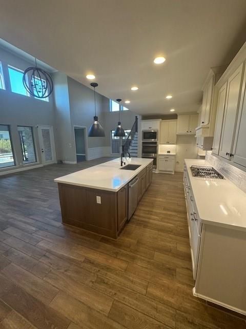 Interior, Kitchen, Pendant Lights, Recessed Lighting, Wood Texture Flooring