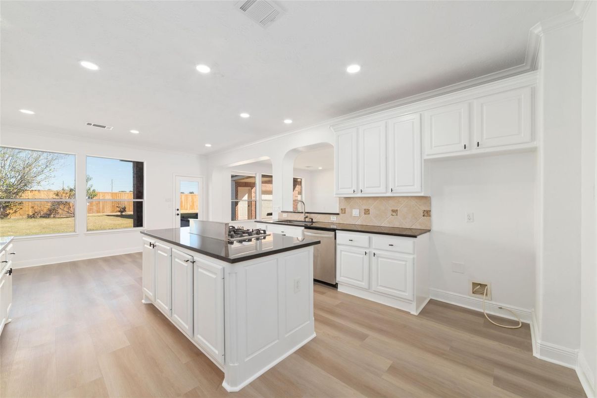 Interior, Kitchen, Recessed Lighting, Wood Texture Flooring