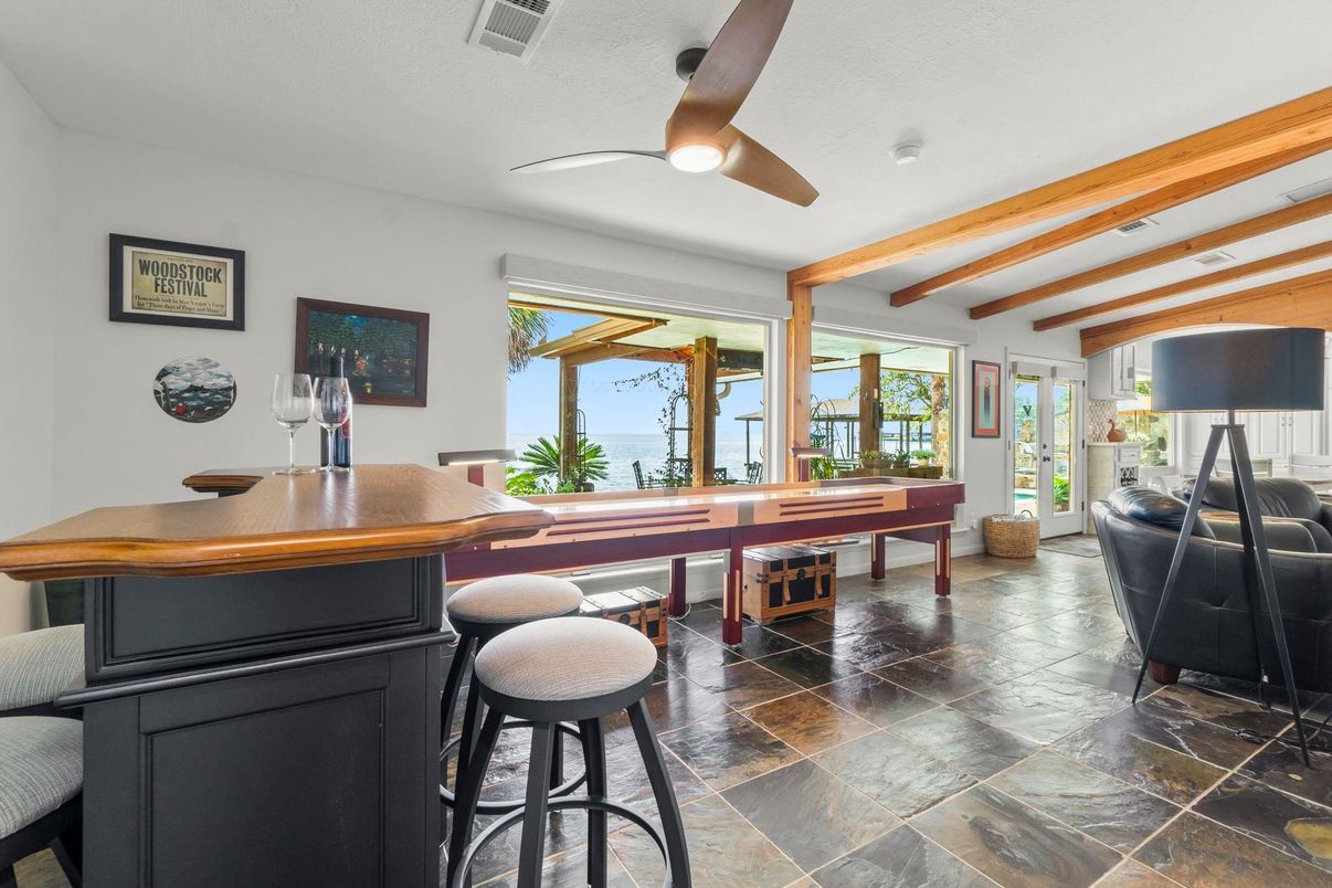 Billiard Table, Game Room, Interior, Water, Wooden Beams