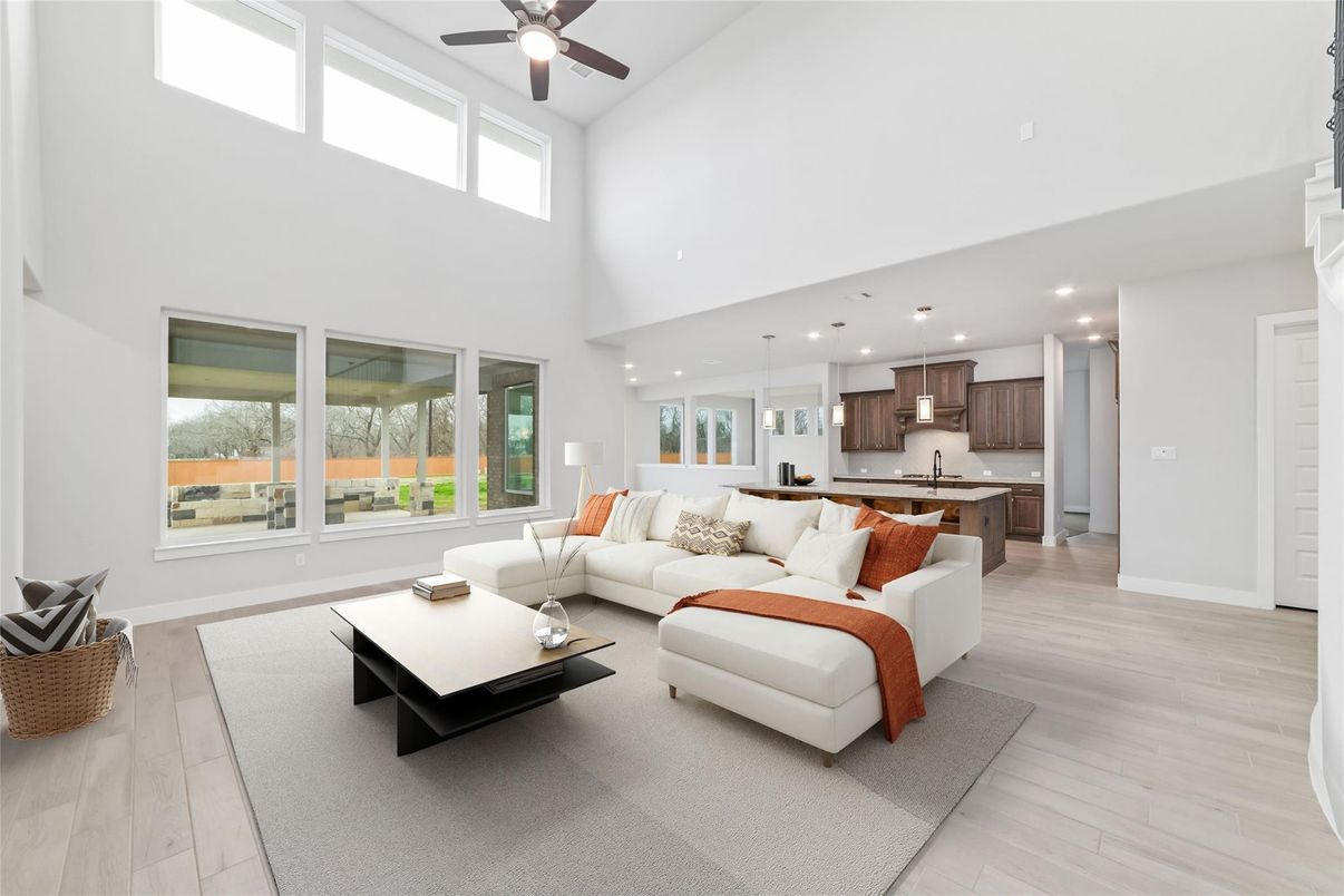 Interior, Kitchen, Living room, Pendant Lights, Recessed Lighting, Stainless Steel Appliances, Wood Texture Flooring