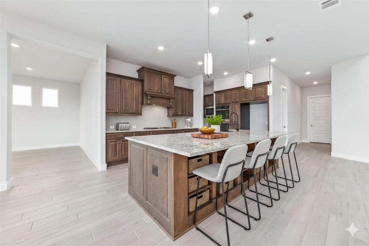 Interior, Kitchen, Pendant Lights, Recessed Lighting, Wood Texture Flooring