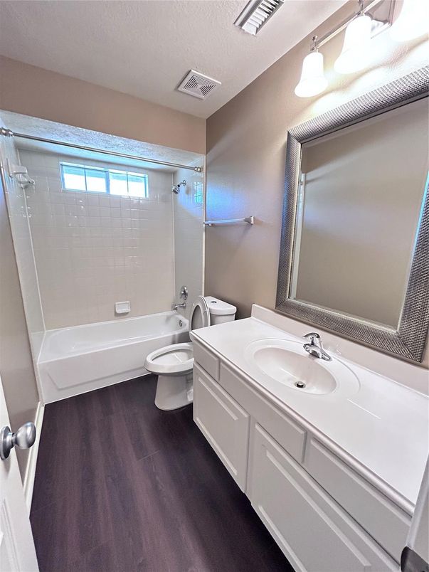 Bathroom, Dual Sink Vanities, Interior, Wood Texture Flooring