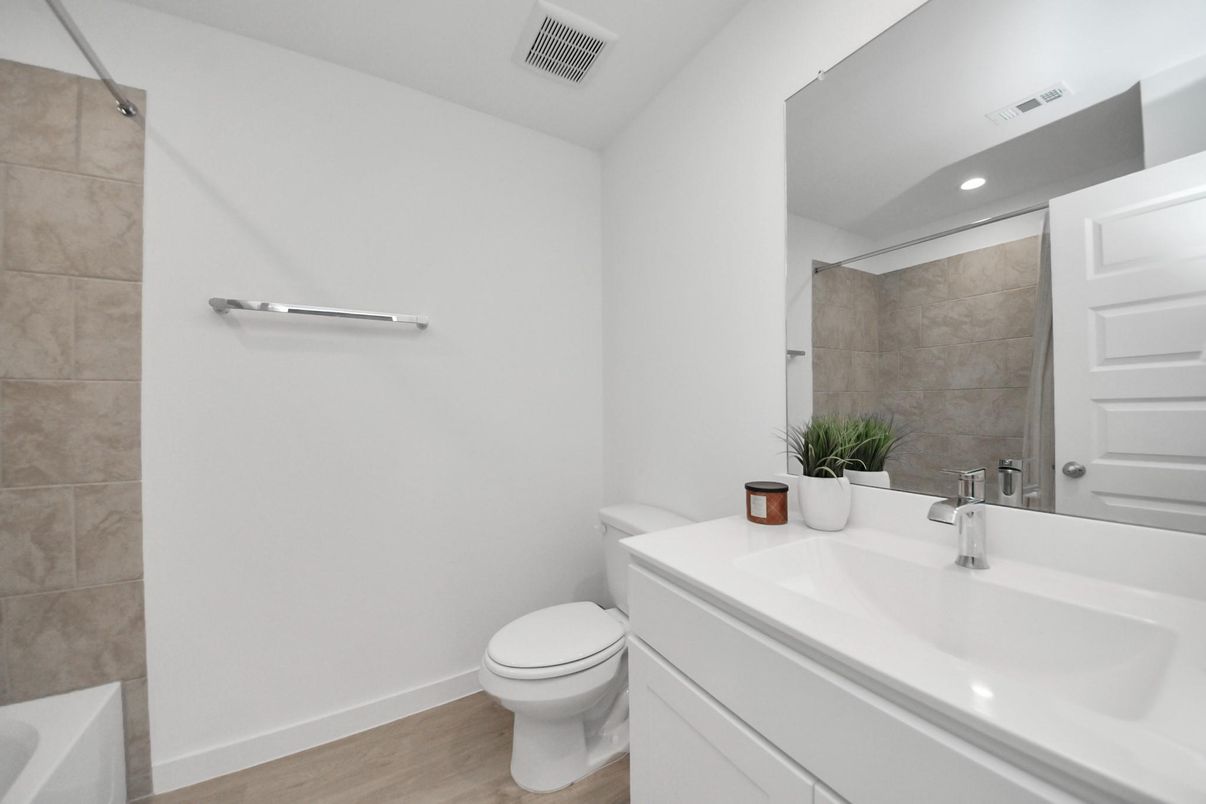 Bathroom, Interior, Recessed Lighting, Wood Texture Flooring