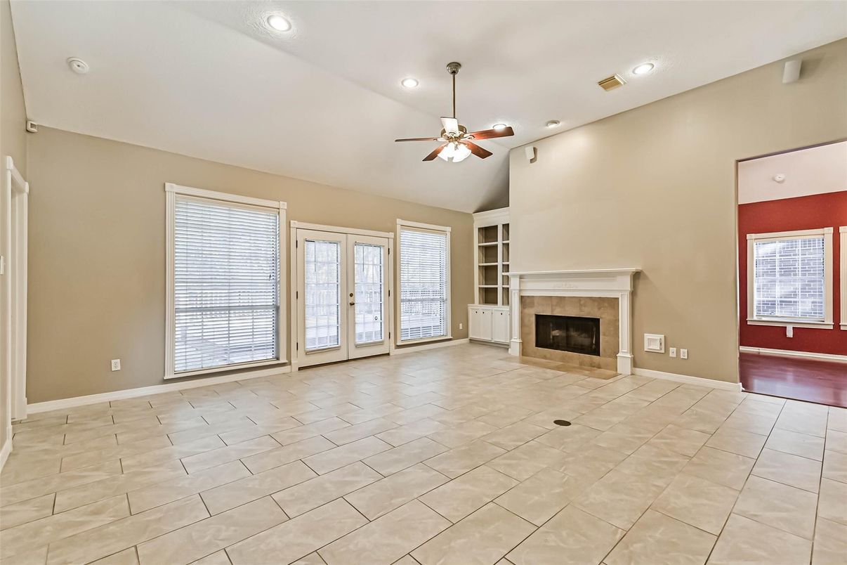 Empty room, Fireplace, Interior, Recessed Lighting