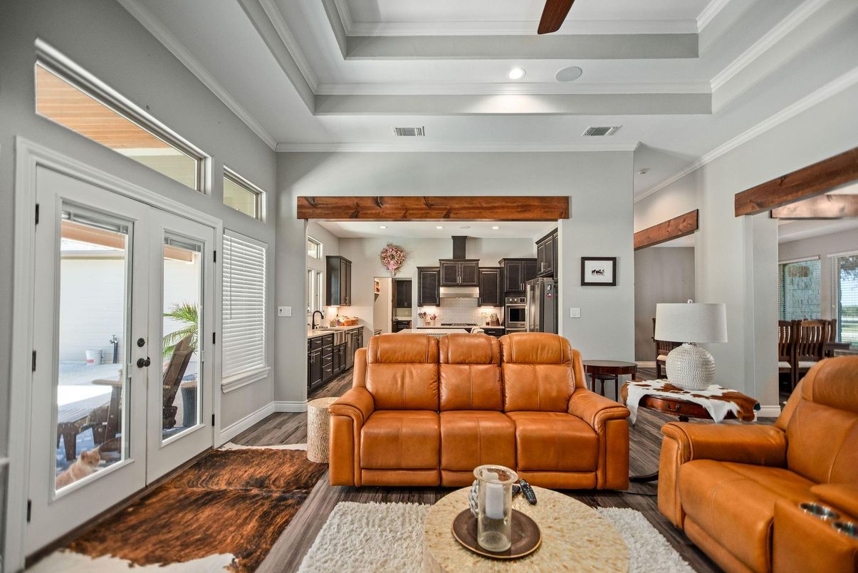 Interior, Kitchen, Living room, Recessed Lighting, Stainless Steel Appliances, Wood Texture Flooring