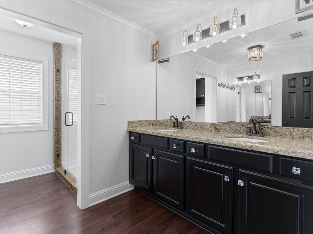 Bathroom, Dual Sink Vanities, Interior, Wood Texture Flooring