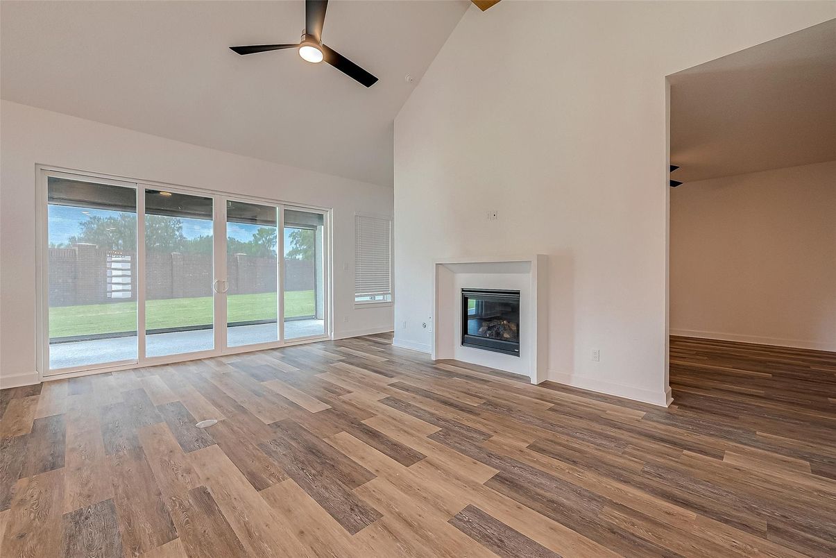 Empty room, Fireplace, Interior, Wood Texture Flooring