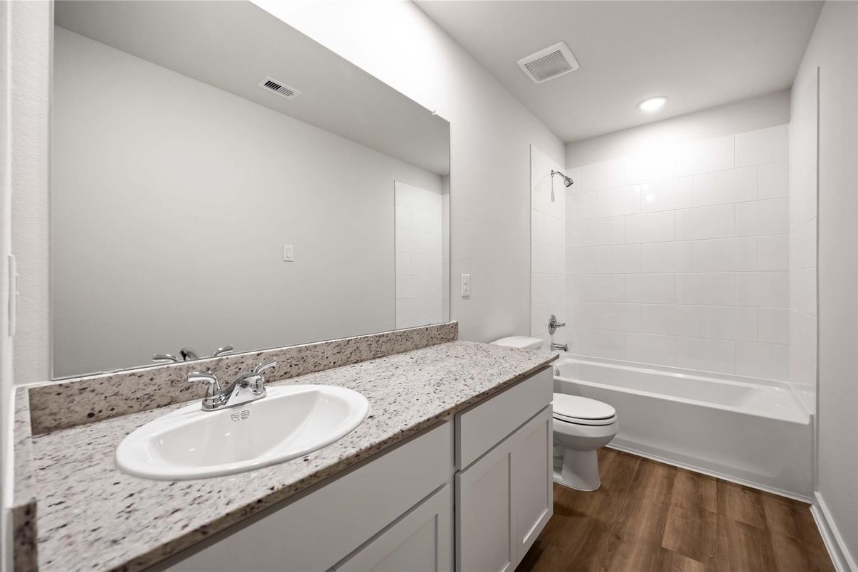 Bathroom, Interior, Recessed Lighting, Wood Texture Flooring