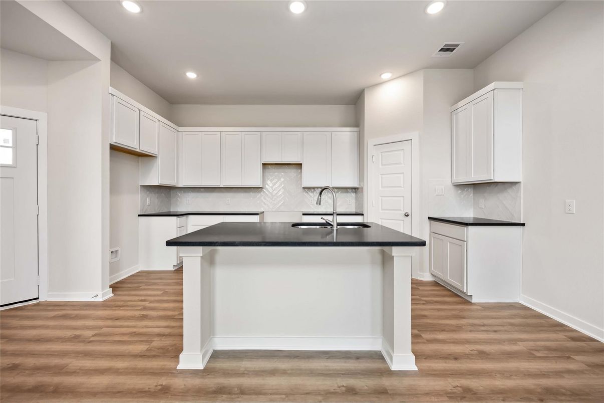 Interior, Kitchen, Recessed Lighting, Wood Texture Flooring