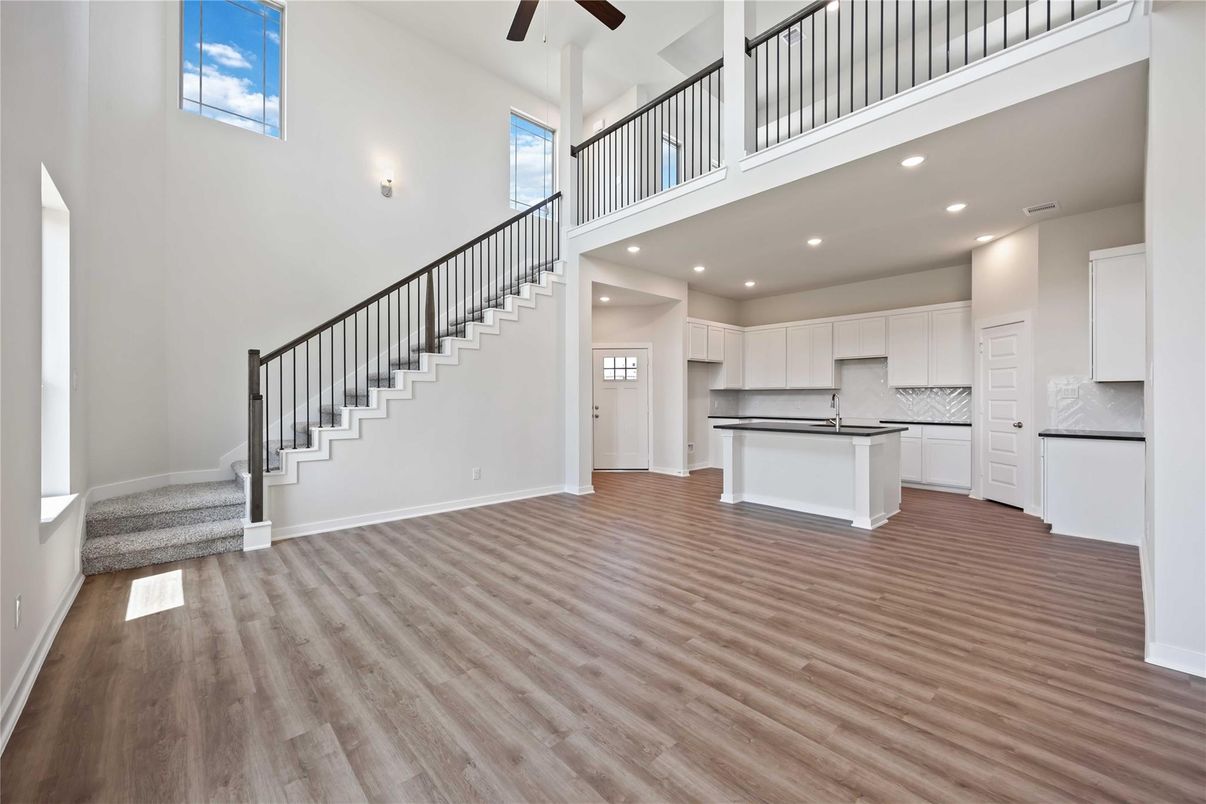 Interior, Kitchen, Recessed Lighting, Wood Texture Flooring