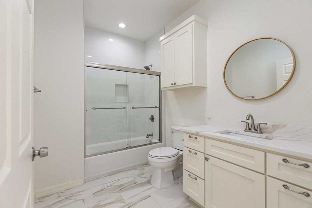 Bathroom, Glass Shower, Interior, Marble, Recessed Lighting