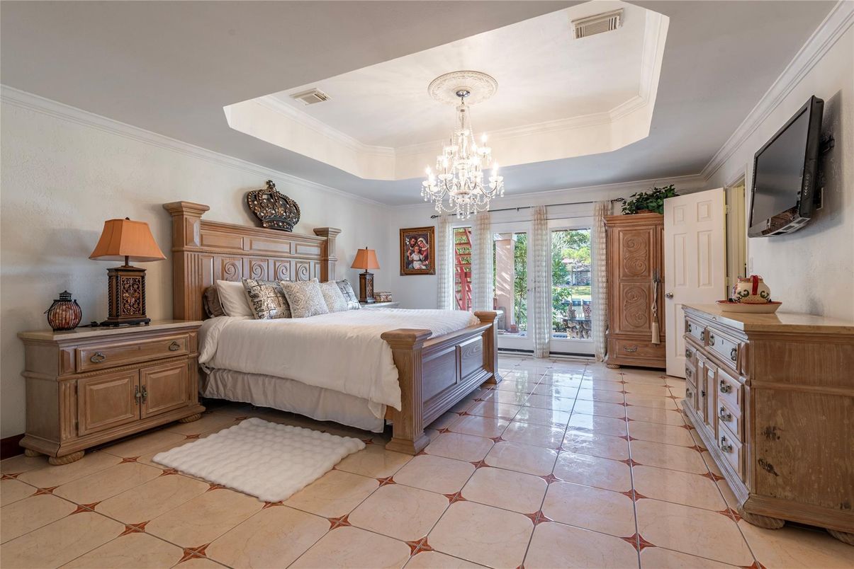 Bedroom, Chandelier, Interior