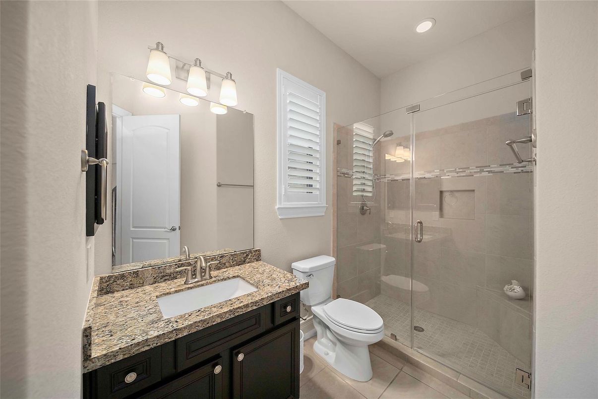 Bathroom, Glass Shower, Interior, Recessed Lighting