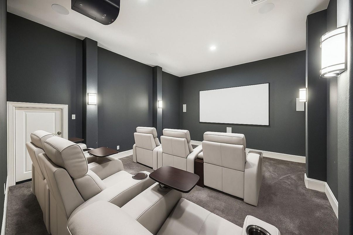 Home Theatre Room, Interior, Projection Screen, Recessed Lighting, Theatre Room