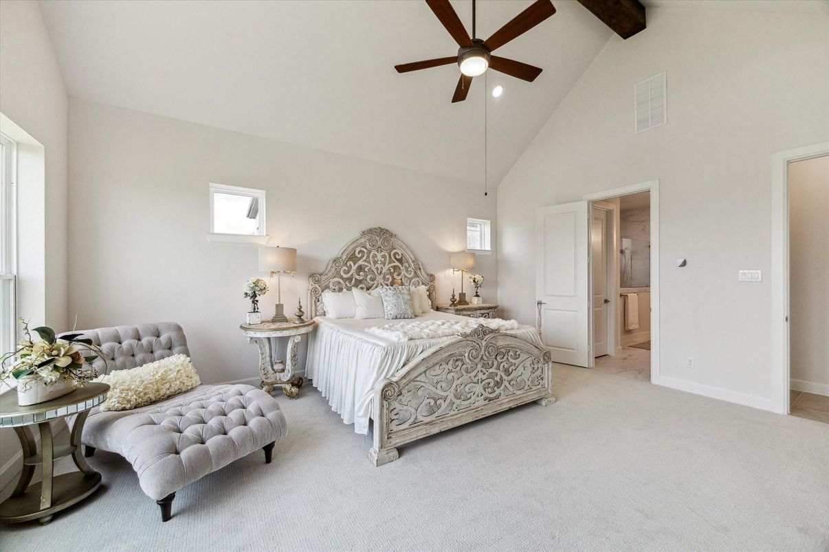 Bedroom, Interior, Recessed Lighting, Wooden Beams