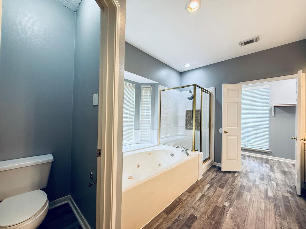 Bathroom, Interior, Recessed Lighting, Wood Texture Flooring