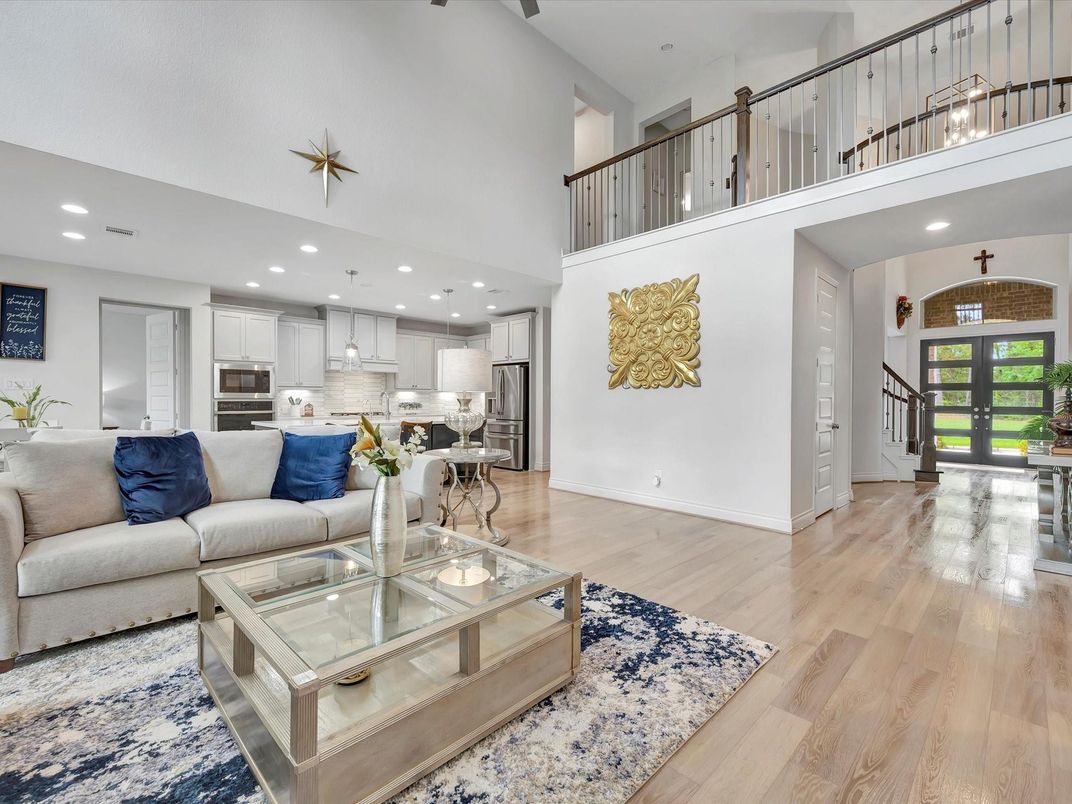 Interior, Kitchen, Living room, Recessed Lighting, Stainless Steel Appliances, Wood Texture Flooring