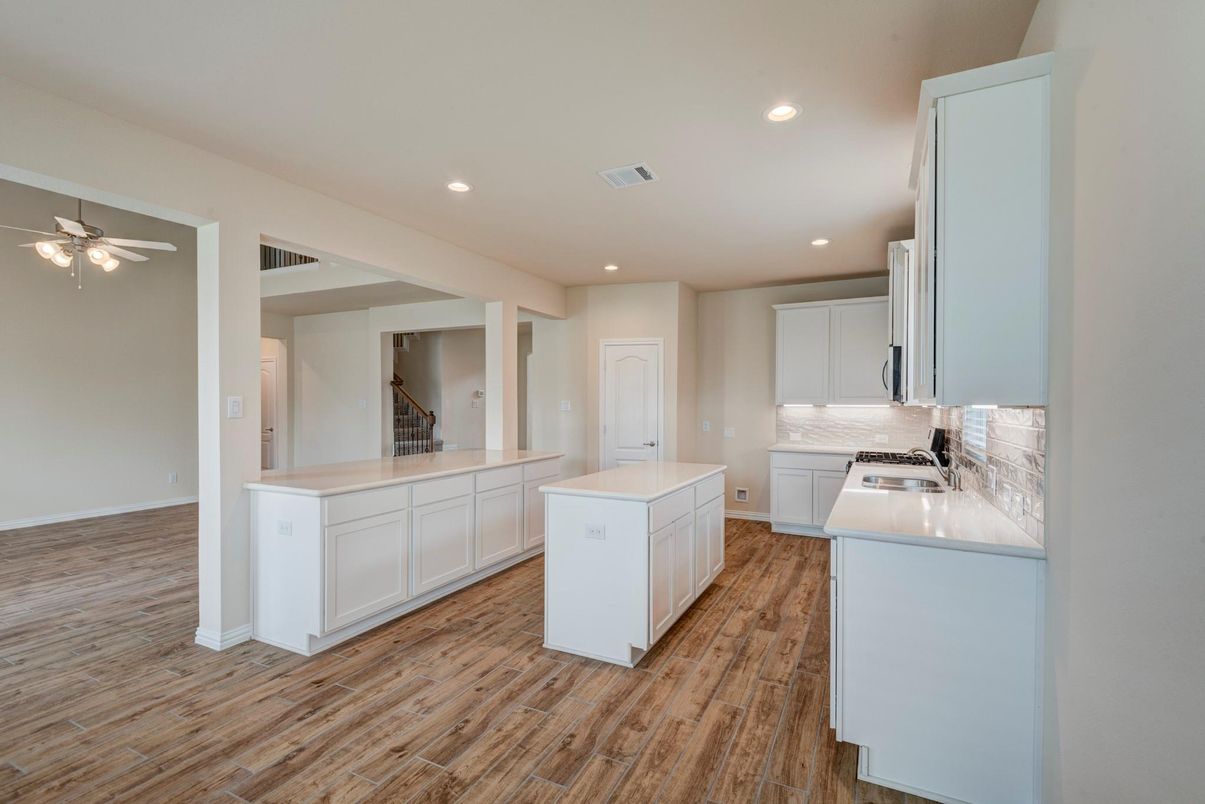 Interior, Kitchen, Recessed Lighting, Wood Texture Flooring