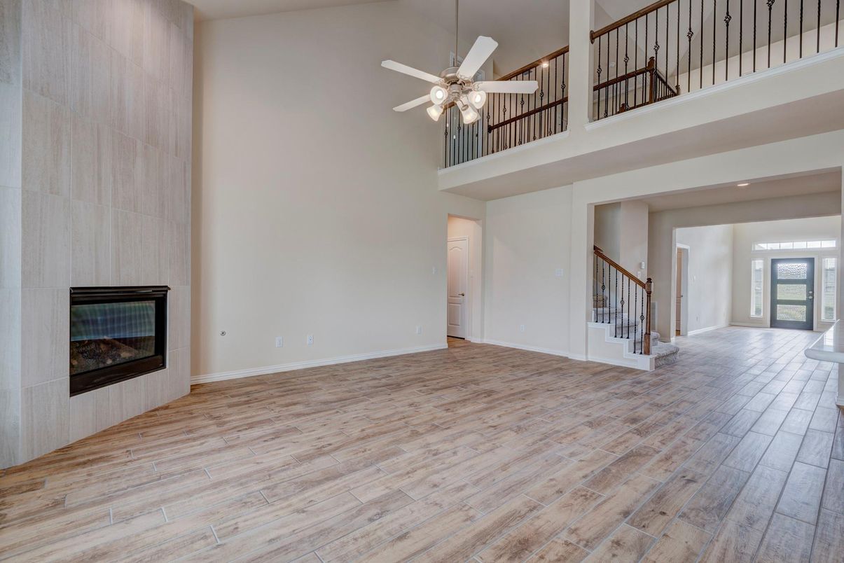Fireplace, Interior, Recessed Lighting, Wood Texture Flooring