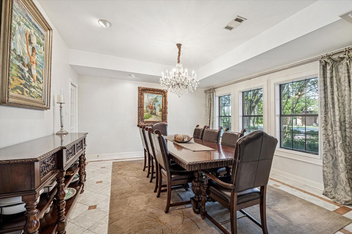 Chandelier, Dining room, Interior, Recessed Lighting