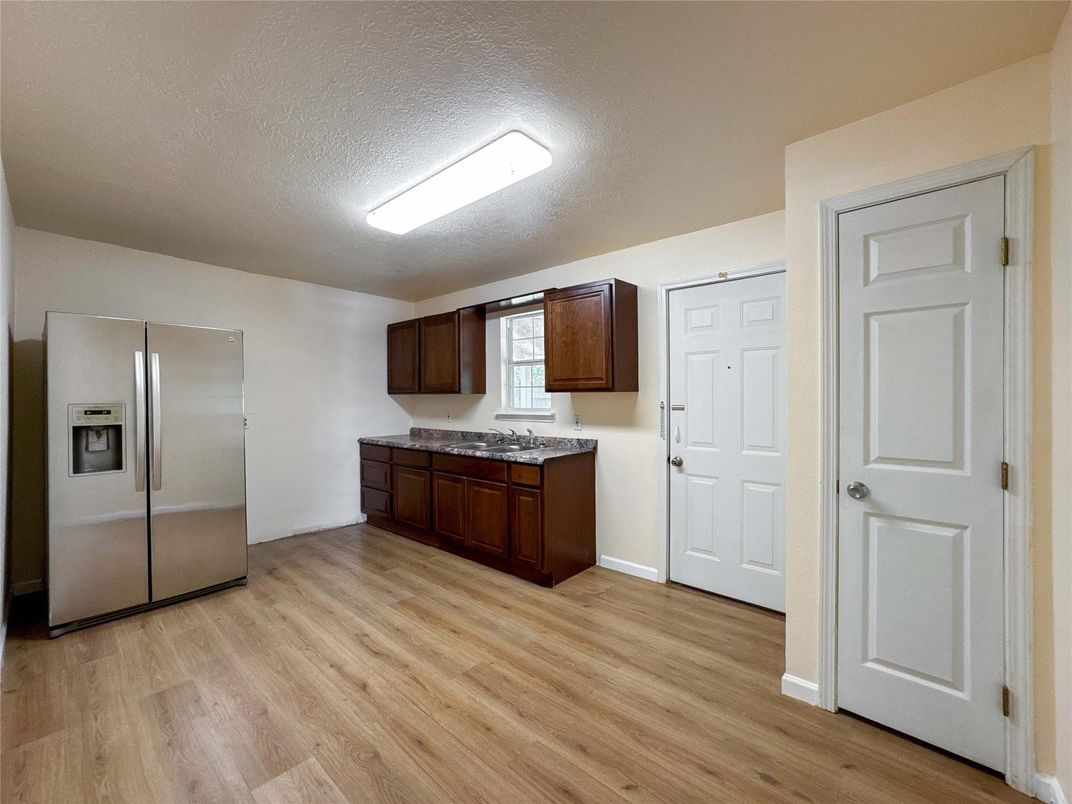 Interior, Kitchen, Stainless Steel Appliances, Wood Texture Flooring
