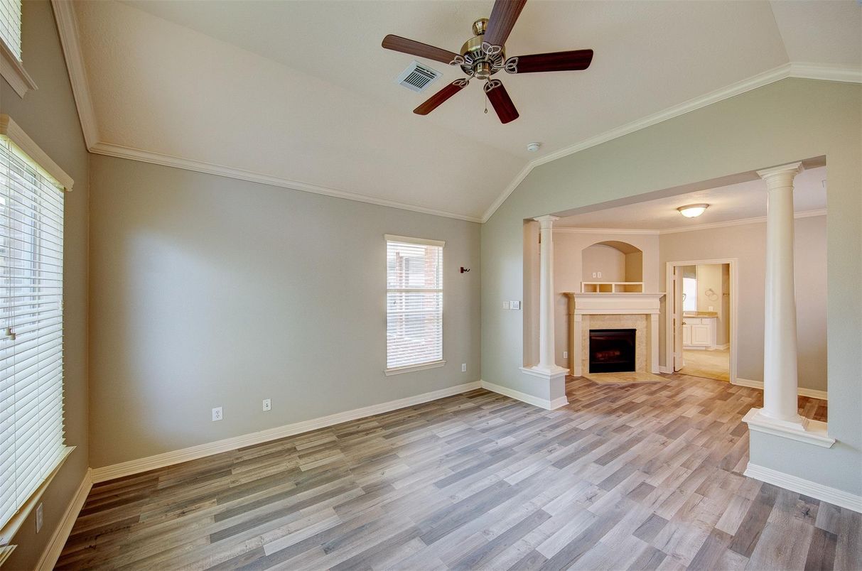 Empty room, Fireplace, Interior, Wood Texture Flooring