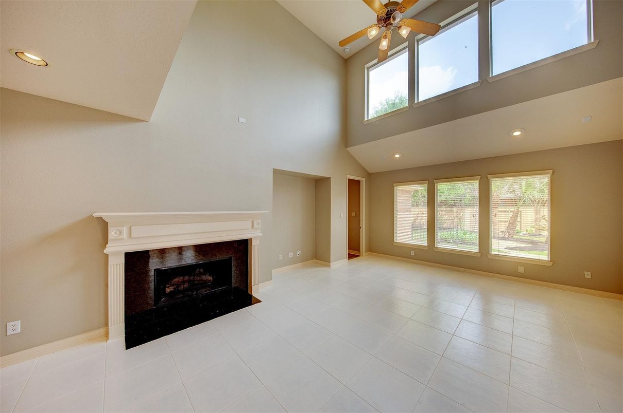 Empty room, Fireplace, Interior, Recessed Lighting